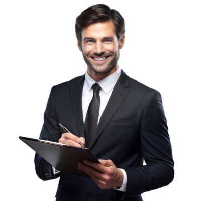 confident-young-businessman-writing-on-a-clipboard-png